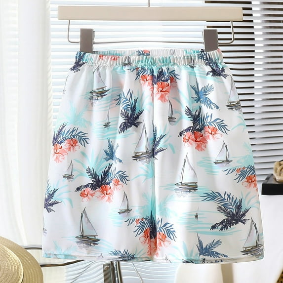 Delliss Boys Trendy Print Shorts Casual Pull-On Elastic Waist Summer Beach Shorts