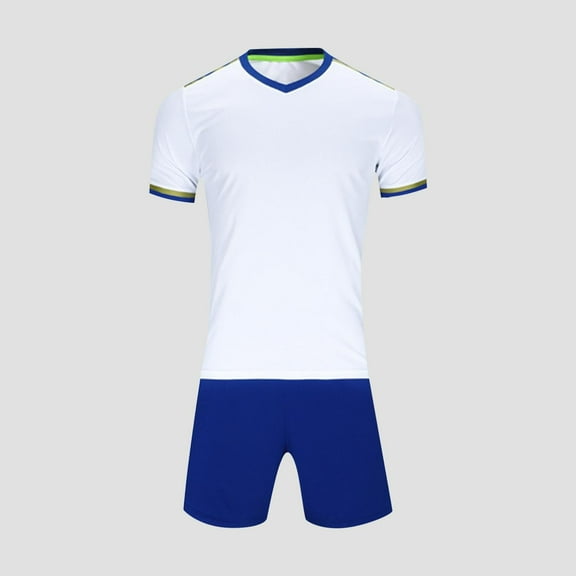 Delliss Boys' Two Piece Set V Neck Short Sleeve Top Elastic Waist Shorts Quick Dry Breathable Sweat Absorbing Sports Set 5-13 Years