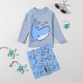 thumbnail image 1 of Delliss Boys Two Piece Whale Print Guard Swimsuits Kids Long Sleeve Sunsuit Sun Protection Swimwear Sets, 1 of 1