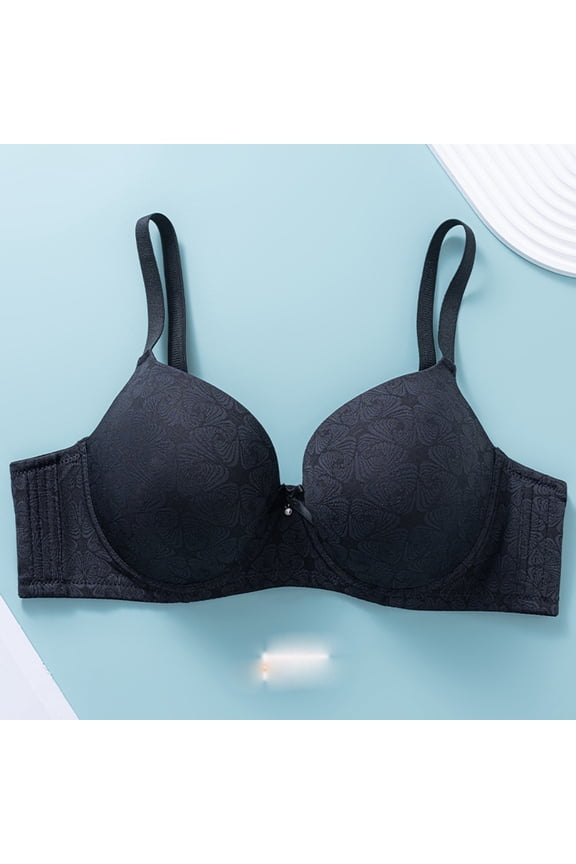 Bras for Women Large Jacquard Bra Thin Edition with Steel Rim Top Support to Prevent sagging gathering D Cup Bra