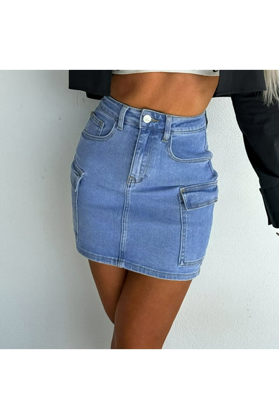 Cargo Skirt for Women Bodycon Trendy Denim Mini Skirt With Pocket