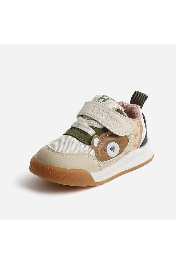 Children's Casual Mesh Breathable Trendy Shoes With Adhesive Beige 19