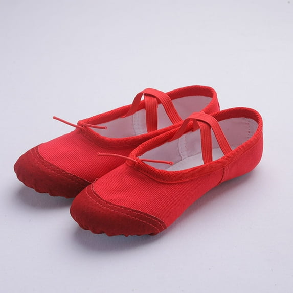 Delliss Children's Dance Shoes Soft Toe Strap Girls' Solid Color Ballet Practice Yoga Shoes 4-15 Years