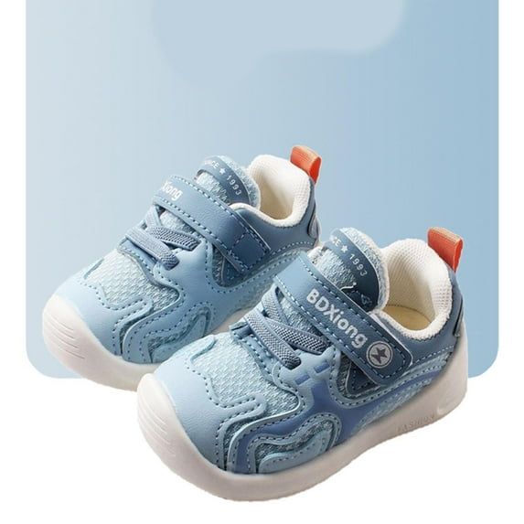 Delliss Children's Outdoor Casual Shoes With Adhesive Comfortable Mesh Breathable Soft Non Slip Shoes Blue 24