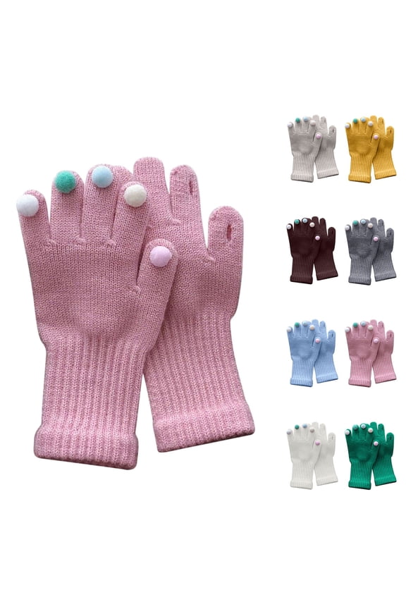Children's Solid Color Five Finger Gloves Touch Screen Split Finger Gloves Yellow