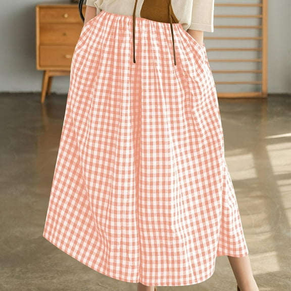 Delliss Culottes For Women's Elastic Waist Loose Wide Leg Pants With Pocket Pink XL