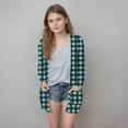 thumbnail image 1 of Delliss Fall Clothes For Girl Trendy Checkered Print Cardigan Thin Top With Pocket Mint Green 160, 1 of 6