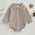 thumbnail image 1 of Delliss Girl Baby Plaid Lapel Long-Sleeved Shirt Rompers Spring Fall Clothes Casual Bodysuit, 1 of 9