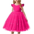 thumbnail image 1 of Delliss Girl Dress Pearls Tulle Tutu Dress with Bowknot Pageant Party Formal Baptism Dress Flower Girl Dress for Wedding, 1 of 8