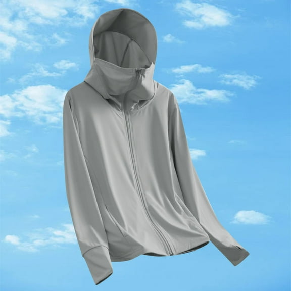 Delliss Girl Sun Shirt Girl Long Sleeve Athletic Top Kids Zipper Long Sleeve UPF 50  Sun Protection Shirt For Child With Hoodie Quick Dry Fit Sun Protection Clothing Dark Gray 110