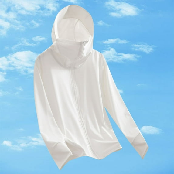 Delliss Girl Sun Shirt Girl Long Sleeve Athletic Top Kids Zipper Long Sleeve UPF 50+ Sun Protection Shirt For Child With Hoodie Quick Sun Protection Clothing Clear 110