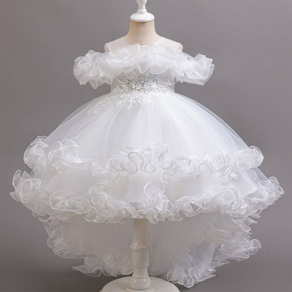 Delliss Girl Tutu Dress Tulle Ruffles Wedding Party Evening Layered Tutu Dresses Birthday Princess Dress 3-11Y