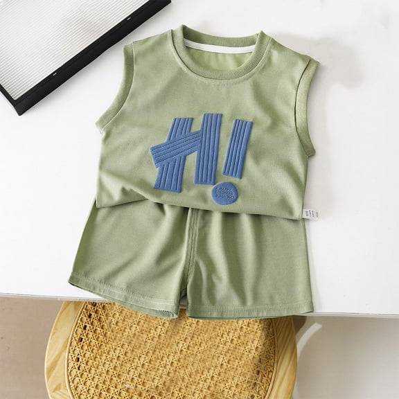 Delliss Girl's 2 Piece Outfits Sleeveless Round Neck Tank Top and Shorts Casual Summer Shorts Sets 0-10 Years