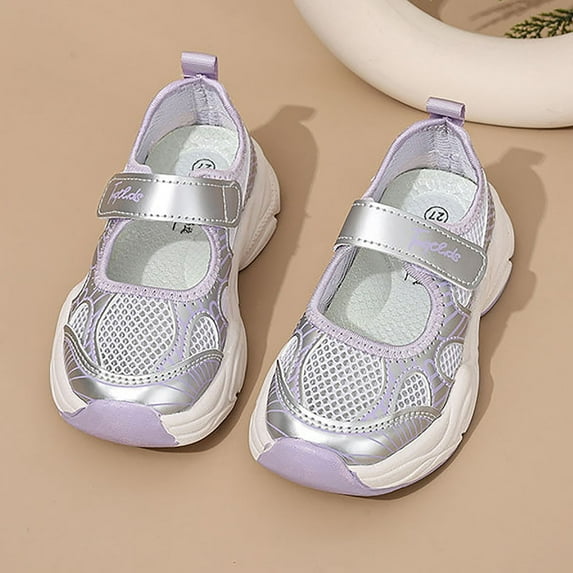 Delliss Girl's Boy's Sports Style Hollow Out Mesh Breathable Casual Shoes With Adhesive