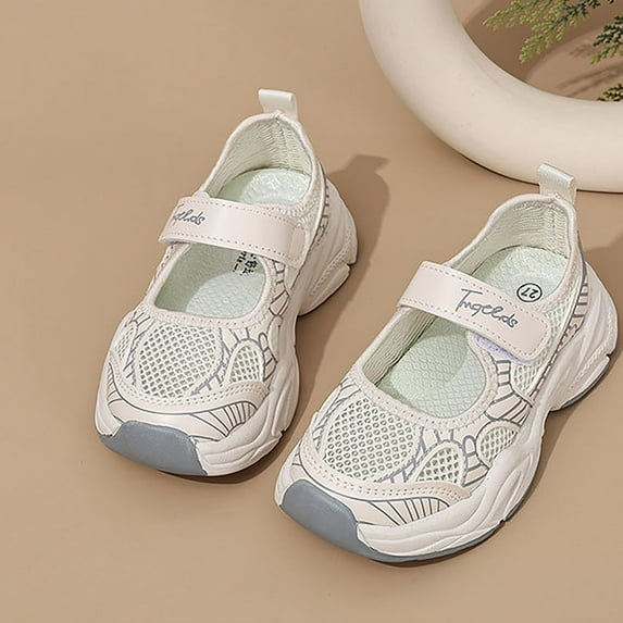 Delliss Girl's Boy's Sports Style Hollow Out Mesh Breathable Casual Shoes With Adhesive