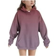 thumbnail image 1 of Delliss Girl's Fall Clothes Gradient Print Hooded Blouse Casual Round Neck Long Sleeve Top With Pocket Brown 13 Years, 1 of 9