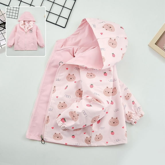 Delliss Girl's Fall Fashion Jacket Outdoor Hooded Zipper Coat 3-15 Years