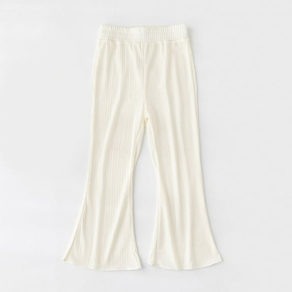 Delliss Girl's Flare Pants Yoga Pants for Kids Solid Color Causal Wide Leg Trousers