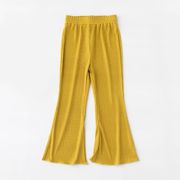 Delliss Girl's Flare Pants Yoga Pants for Kids Solid Color Causal Wide Leg Trousers
