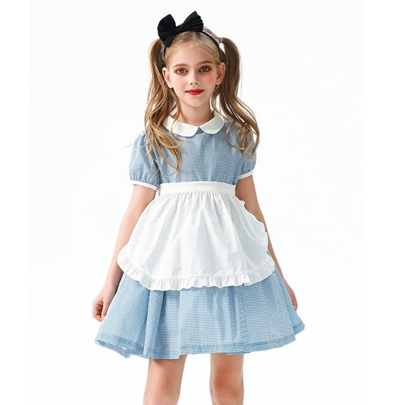 Delliss Girl's Lace Short Sleeve Beer Festival Dress Countryside Style Dress 4-12 Years