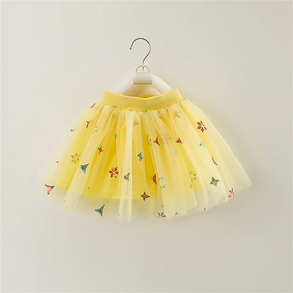Delliss Girl's Layered Tutu Skirt Tulle Princess Sparkle Yellow Skirt
