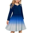 thumbnail image 1 of Delliss Girl's Long Sleeve Crew Neck Gradient Trendy Dress Flowy Ballet Skirt 4-14 Years, 1 of 2