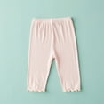 thumbnail image 1 of Delliss Girl's Ribbed Ruffle Trim Cotton Comfy Lightweight Casual Versatile Basic Knee Length Shorts 3-11 Years, 1 of 5