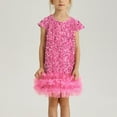 thumbnail image 1 of Delliss Girl's Sparkly Sequins Slim Fit Stylish Mesh Hem Elegant Performance Party Dress 2-8 Years, 1 of 8