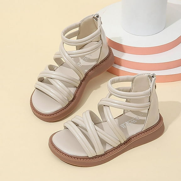 Delliss Girl's Summer Black Sequin Thick Open Toe Beach Sandals For Everyday Wear