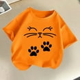 thumbnail image 1 of Delliss Girl's T Shirts Short Sleeve Cute Graphic Tees Crewneck Cartoon Cat Print Summer Tops 2-14 Years, 1 of 8
