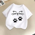 thumbnail image 1 of Delliss Girl's T Shirts Short Sleeve Cute Graphic Tees Crewneck Cartoon Cat Print Summer Tops 2-14 Years, 1 of 7
