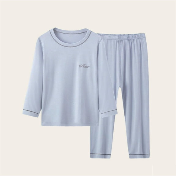 Delliss Girls 2 Piece Baggy Set Long Sleeve Blouse And Loose Pants Sleepwear Outfit Blue 5 Years