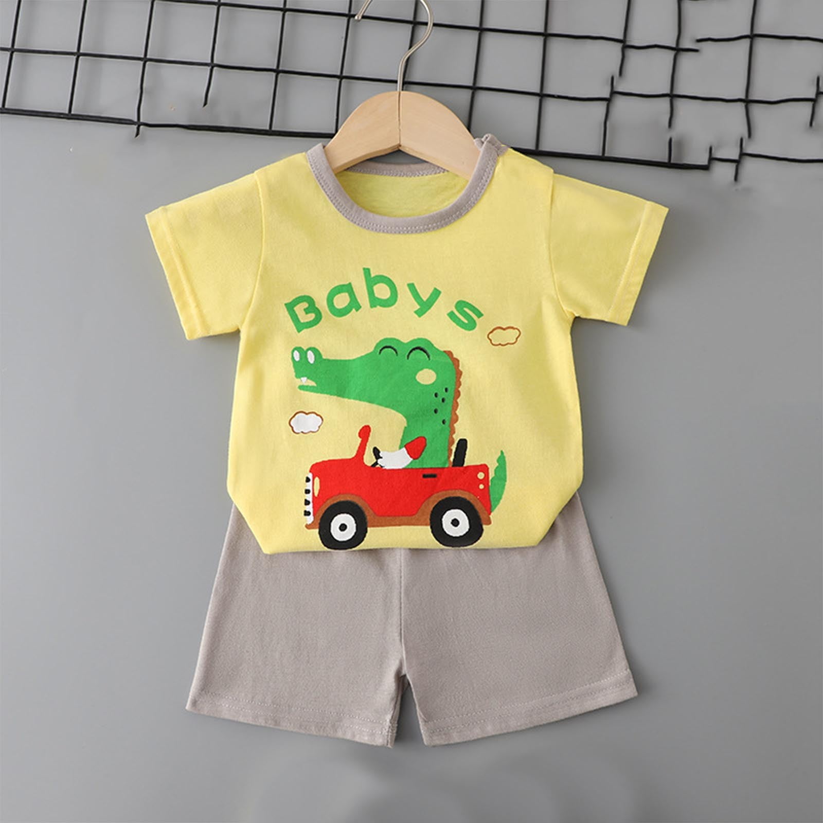 Delliss Girls 2 Piece Short Sleeved Top Elastic Waist Short Sets Kids