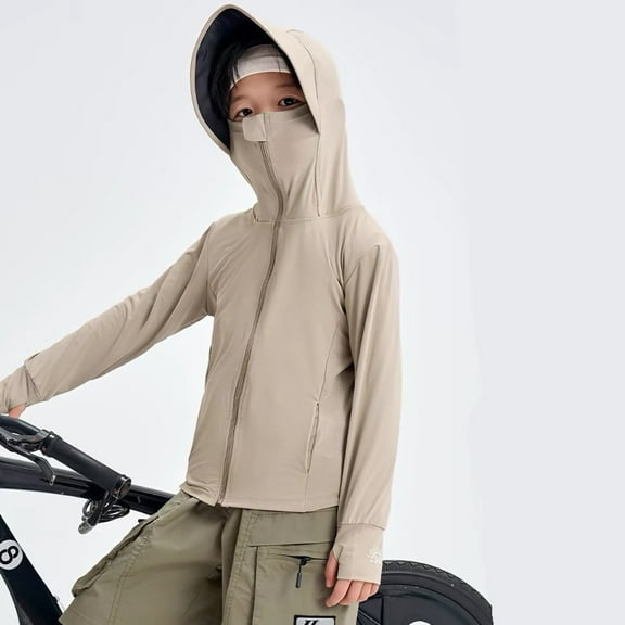 Delliss Girls Active Slim Fit Sun Protection Long Sleeve Lightweight Hoodie Top with Thumb Hole