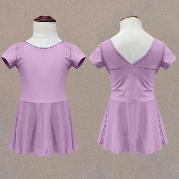 Delliss Girls Ballet Leotards Short Sleeve Toddler Dance Outfit Combo Ballerina Costume Gymnastic Dress