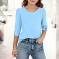 thumbnail image 1 of Delliss Girls Blouse Kids Fall 3/4 Long Sleeve Blouse Soft Tops 5-15 Years Crewneck Breathable Basic Tees, 1 of 8