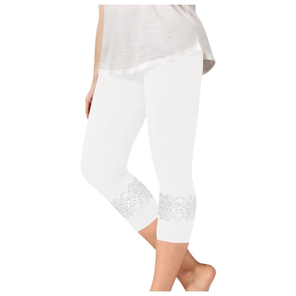 Delliss Girls Capri Leggings Yoga Pants for Girls 3/4 Summer Pants Girls Casual Lace Leggings Workout Running