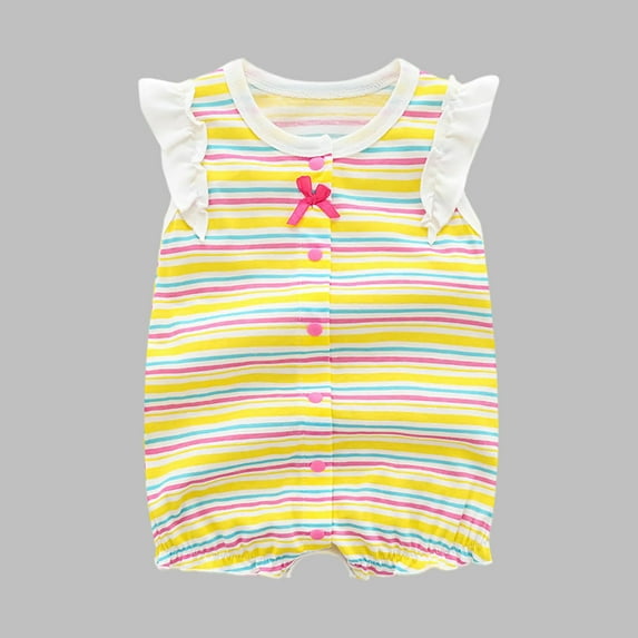 Delliss Girls Cotton Sleeveless Bodysuit Summer Ruffle Collared Romper Button Onesie Summer Outfit