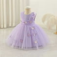 thumbnail image 1 of Delliss Girls Crew Neck Lace Tiered Fashion Wedding Princess Dress Purple 12 Months, 1 of 5