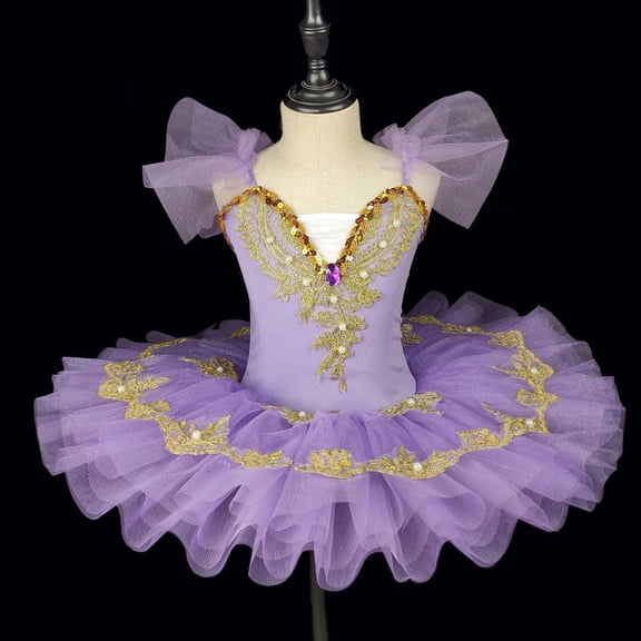 Delliss Girls' Dance Tutu Leotard with Fluffy Ballet Dress for Ballerina Sparkly Strap Ballet Ballerina Dancewear