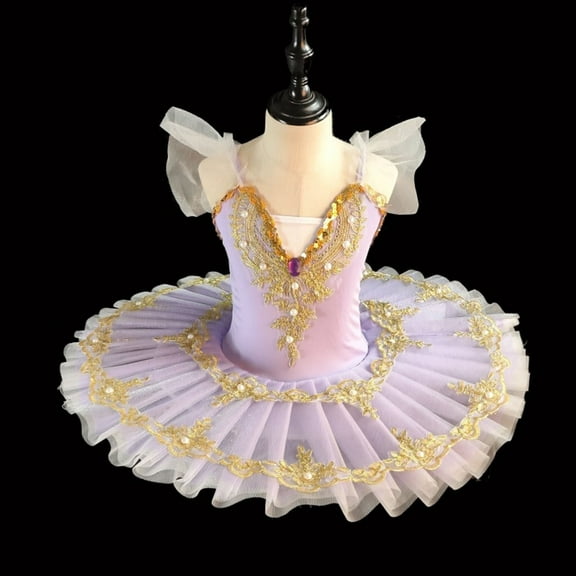Delliss Girls' Dance Tutu Leotard with Fluffy Ballet Dress for Ballerina Sparkly Strap Ballet Ballerina Dancewear