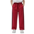 thumbnail image 1 of Delliss Girls' Drawstring Sweatpants Elastic Waist Fleece Wide Leg Sports Pants With Pocket Wine 5 Years, 1 of 5