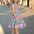 thumbnail image 1 of Delliss Girls Dresses Sleeveless Summer Casual Round Neck Sundress Star Print A Line Twirly Skater Dresses, 1 of 6