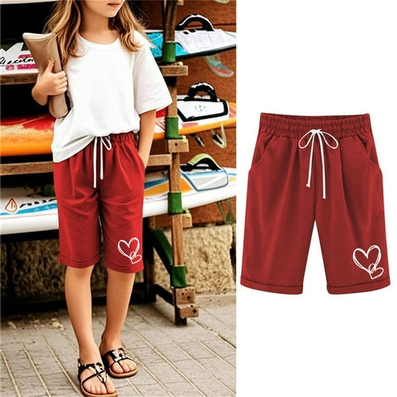 Delliss Girls Dry-fit Running Shorts Active Performance Short Summer Sports Shorts with Drawstring Pocket for Kids 3-13 Years