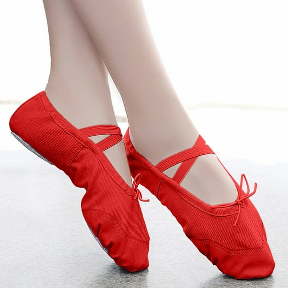 Delliss Girls' Elastic Band Ballet Dance Shoes Solid Color Yoga Soft Comfy Shoes