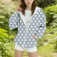 thumbnail image 1 of Delliss Girls' Fall Clothes Long Sleeve Hooded Top Print Loose Zipper Stylish Jacket Gray 14-15Years, 1 of 4