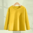 thumbnail image 1 of Delliss Girls' Fall Solid Color Shirt Loose Long Sleeve High Neck Basic Top Yellow 130, 1 of 5