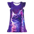 thumbnail image 1 of Delliss Girls Fashion Print Dress Party Flying Sleeve A-Line Flounce Hem Loose Summer Clothes Light Purple 5 Years, 1 of 2