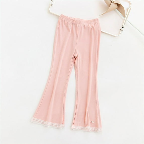 Delliss Girls Flare Pants Solid Color Full Length Bell Bottoms Bootcut Yoga Pants Cool and Comfortable Lace Pants