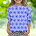 thumbnail image 1 of Delliss Girls Flower Print Crew Neck Blouse Classic Comfy Top, 1 of 5
